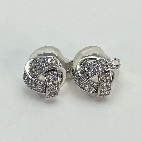 CRYSTAL Knot Clip On Earrings - Picture 3 of 10